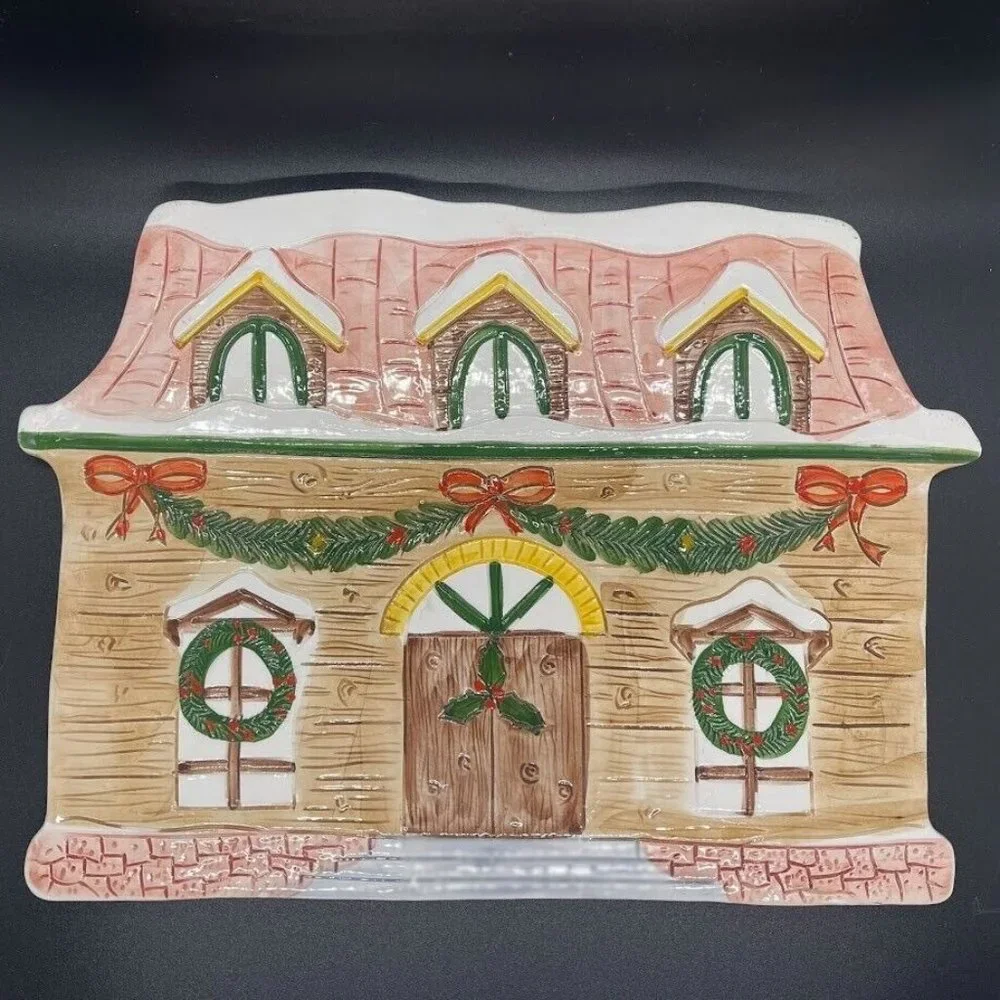 Vintage Ceramic House‎ Trivet Wall Hanging Christmas Made & Hand Painted Italy